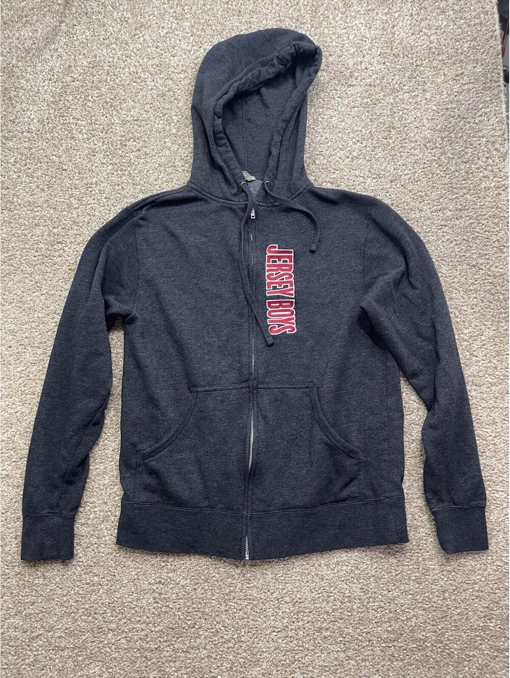 Vintage Jersey Boys Hoodie Small Gray Sweatshirt Full Zip Pullover